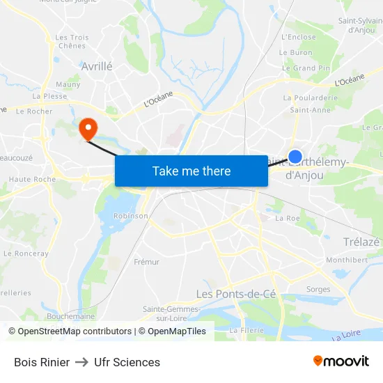 Bois Rinier to Ufr Sciences map