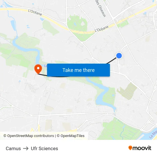 Camus to Ufr Sciences map