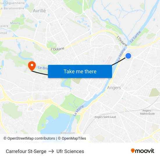 Carrefour St-Serge to Ufr Sciences map
