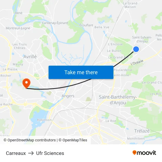 Carreaux to Ufr Sciences map