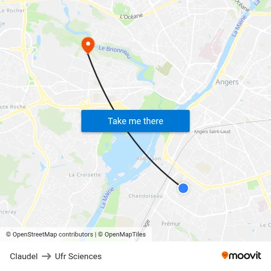 Claudel to Ufr Sciences map