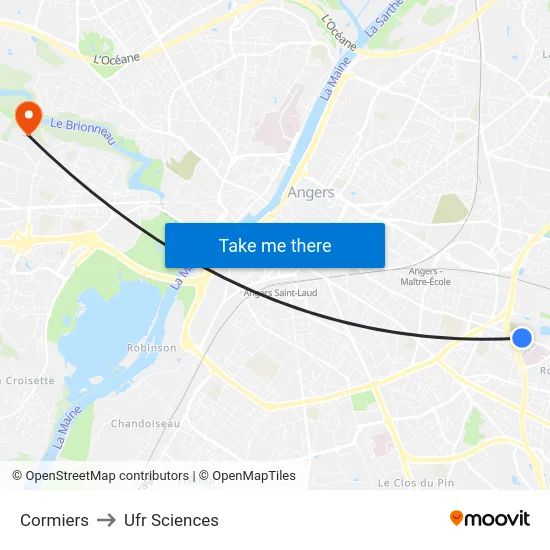 Cormiers to Ufr Sciences map