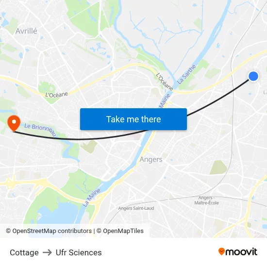 Cottage to Ufr Sciences map