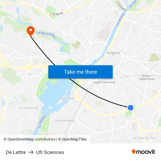De Lattre to Ufr Sciences map