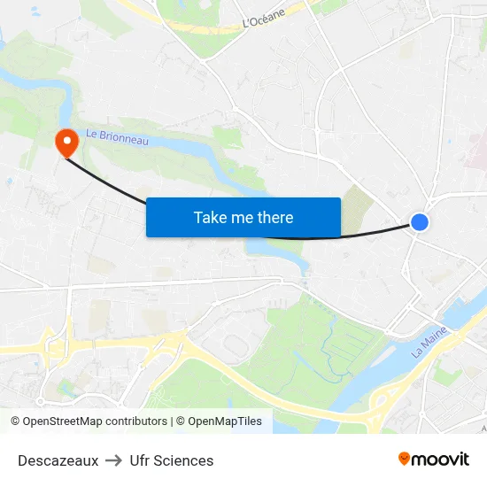Descazeaux to Ufr Sciences map