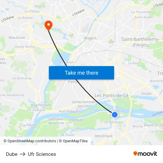 Dube to Ufr Sciences map
