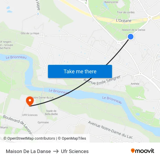 Maison De La Danse to Ufr Sciences map
