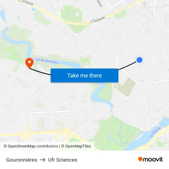 Gouronnières to Ufr Sciences map