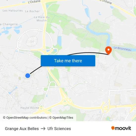 Grange Aux Belles to Ufr Sciences map