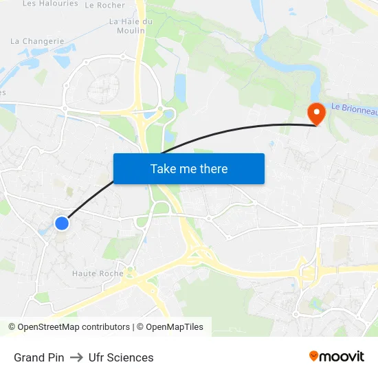Grand Pin to Ufr Sciences map