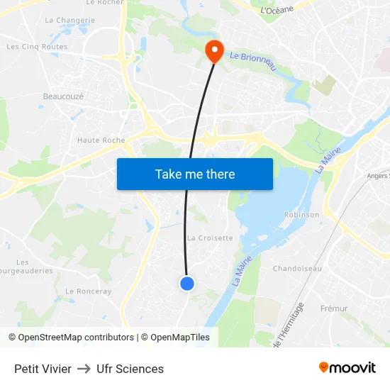 Petit Vivier to Ufr Sciences map