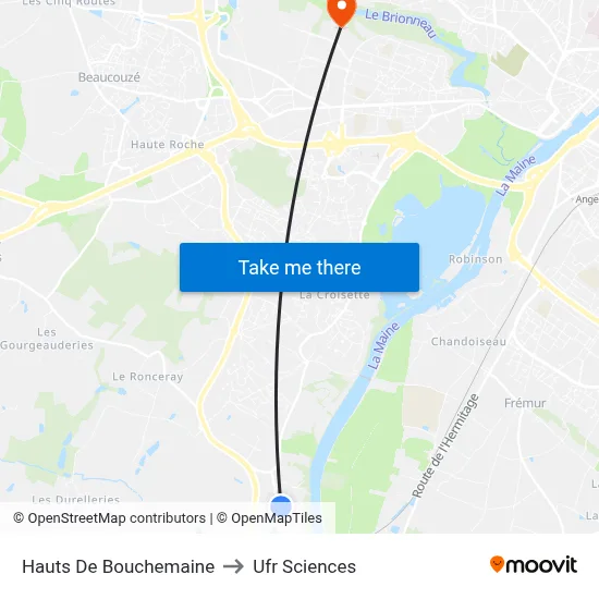 Hauts De Bouchemaine to Ufr Sciences map