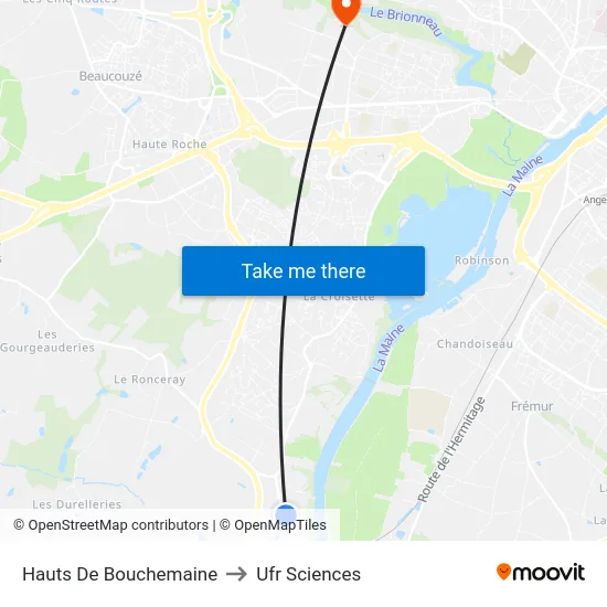 Hauts De Bouchemaine to Ufr Sciences map