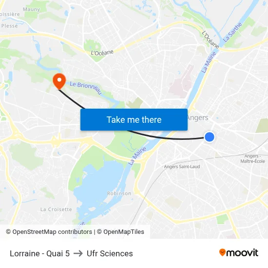 Lorraine - Quai 5 to Ufr Sciences map