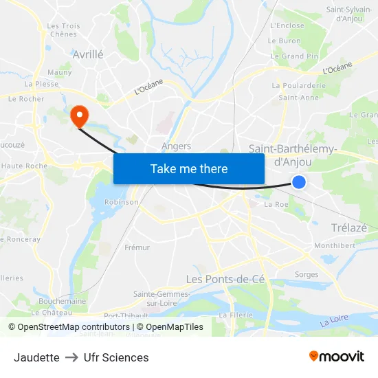 Jaudette to Ufr Sciences map