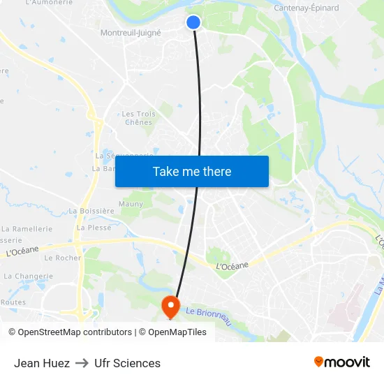 Jean Huez to Ufr Sciences map