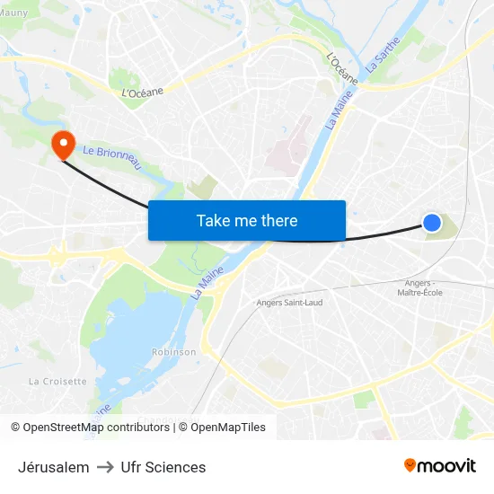 Jérusalem to Ufr Sciences map