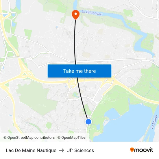 Lac De Maine Nautique to Ufr Sciences map