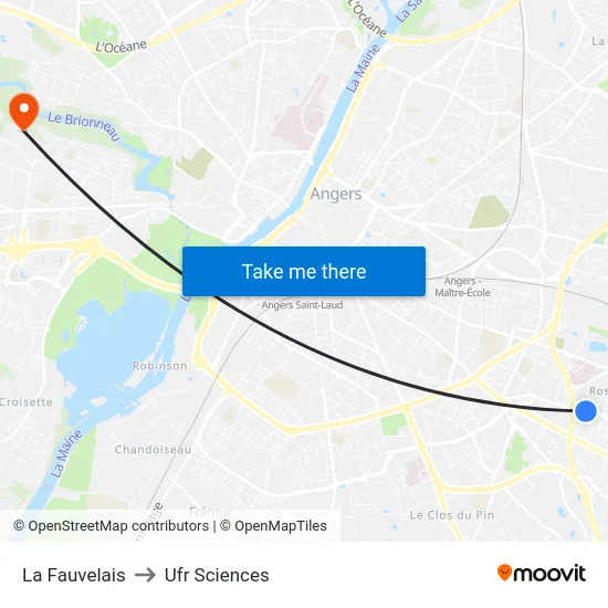 La Fauvelais to Ufr Sciences map