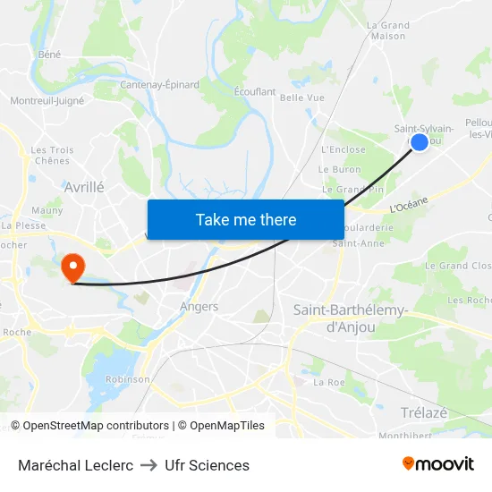Maréchal Leclerc to Ufr Sciences map