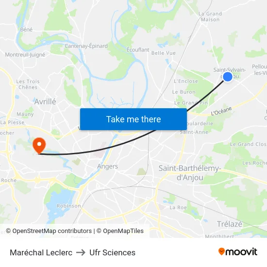 Maréchal Leclerc to Ufr Sciences map