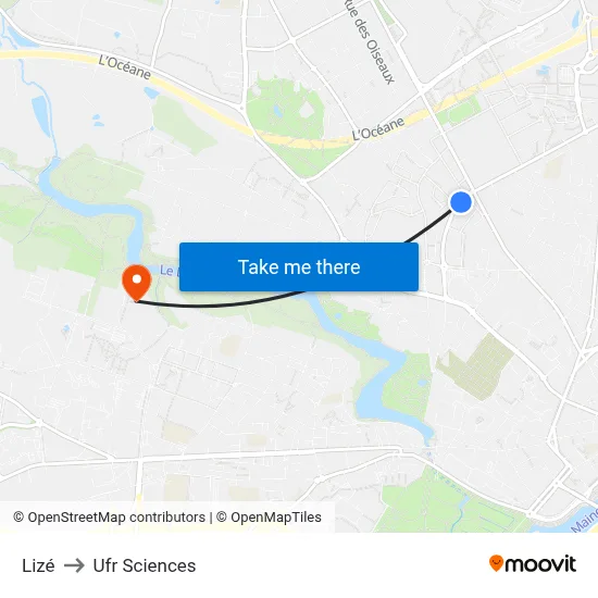 Lizé to Ufr Sciences map