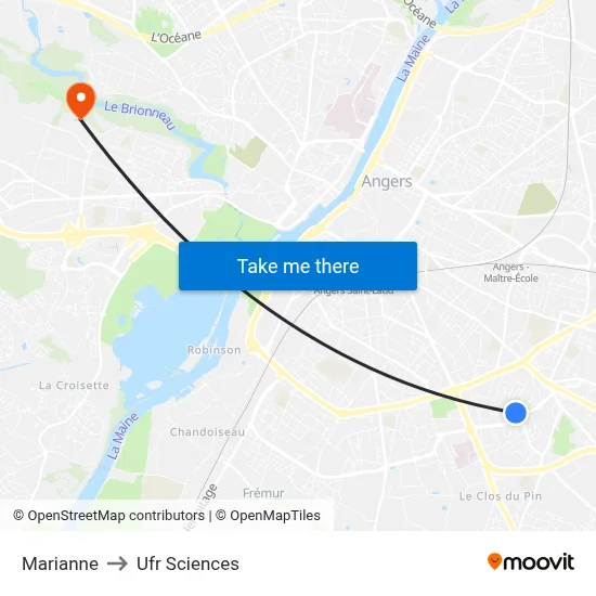 Marianne to Ufr Sciences map