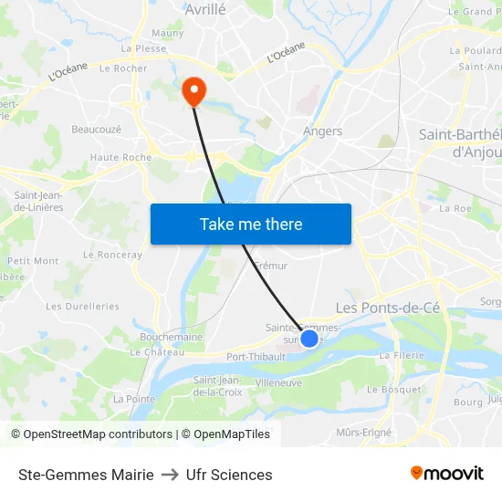 Ste-Gemmes Mairie to Ufr Sciences map