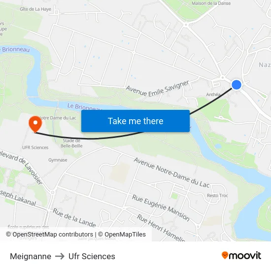 Meignanne to Ufr Sciences map