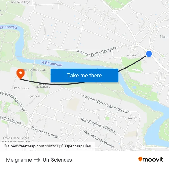 Meignanne to Ufr Sciences map