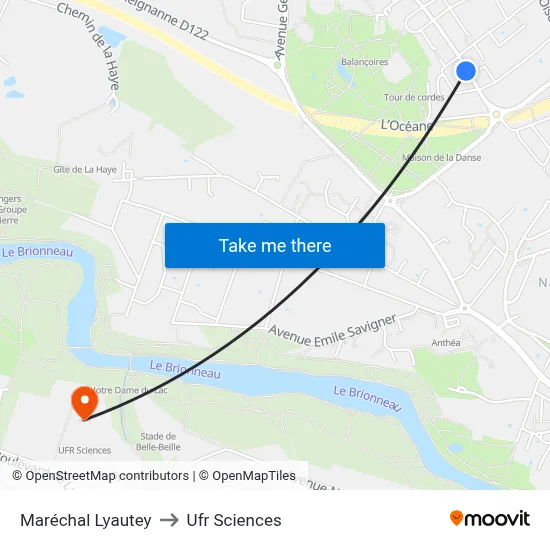 Maréchal Lyautey to Ufr Sciences map