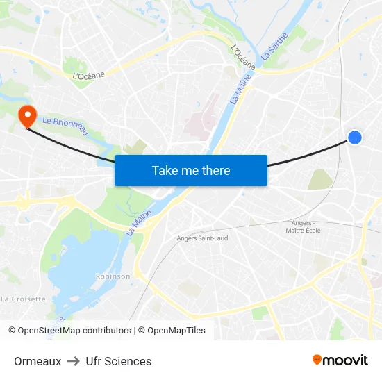 Ormeaux to Ufr Sciences map