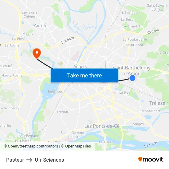 Pasteur to Ufr Sciences map