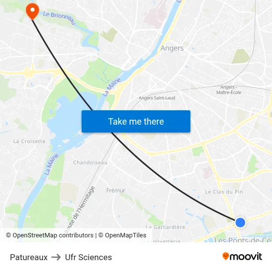 Patureaux to Ufr Sciences map