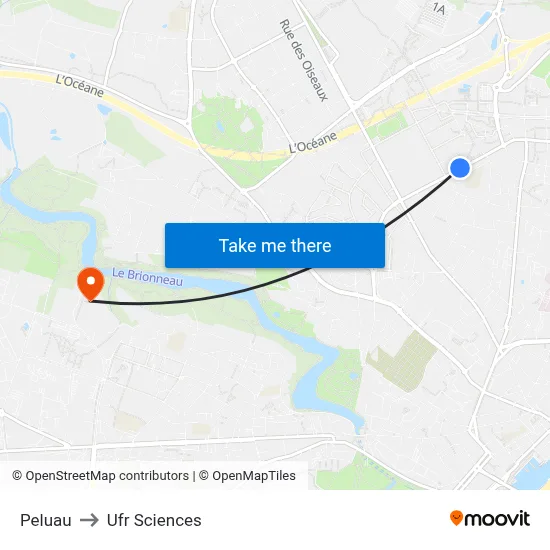 Peluau to Ufr Sciences map