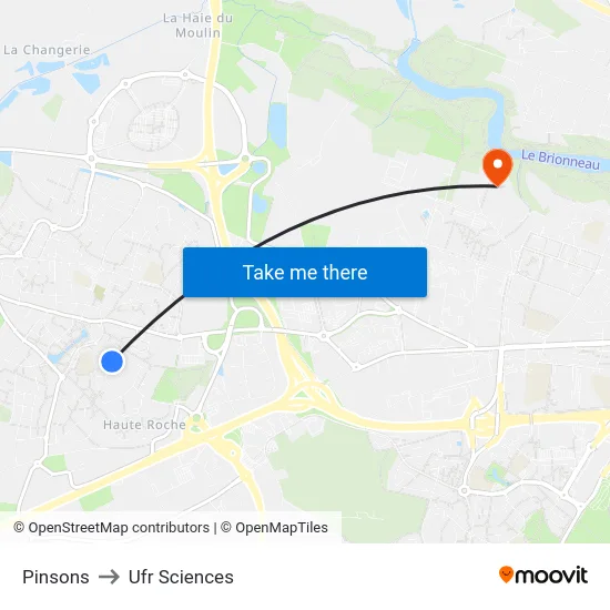 Pinsons to Ufr Sciences map