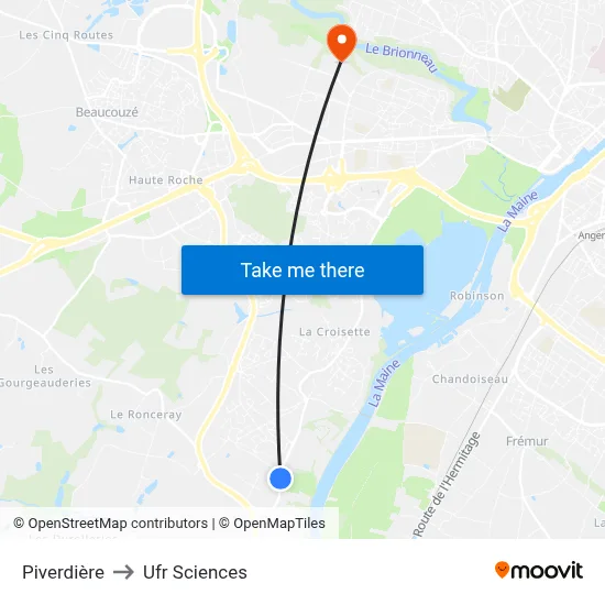 Piverdière to Ufr Sciences map