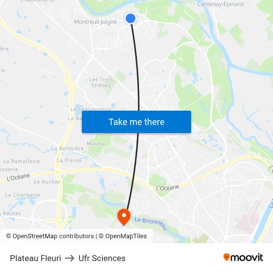 Plateau Fleuri to Ufr Sciences map