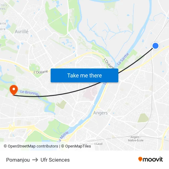 Pomanjou to Ufr Sciences map
