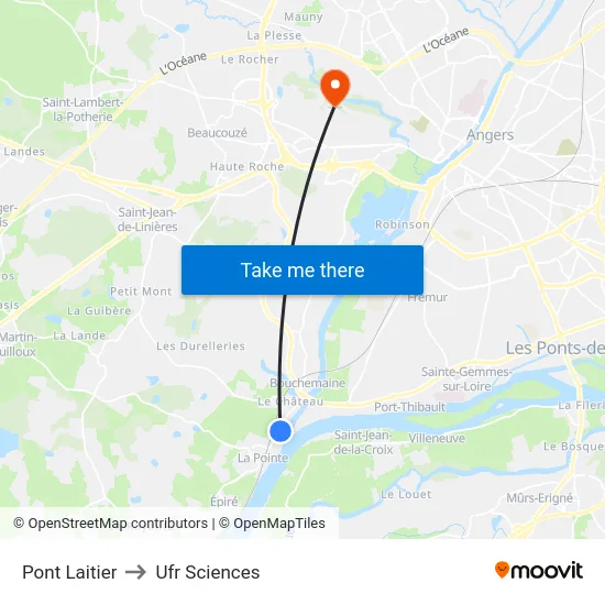 Pont Laitier to Ufr Sciences map