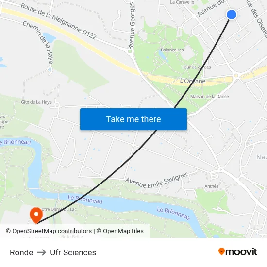 Ronde to Ufr Sciences map