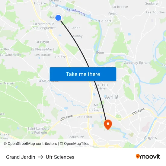 Grand Jardin to Ufr Sciences map