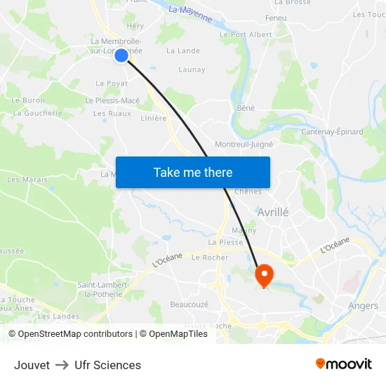 Jouvet to Ufr Sciences map