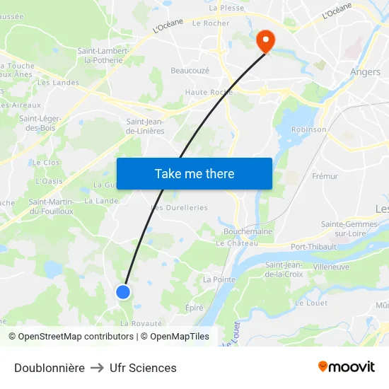 Doublonnière to Ufr Sciences map