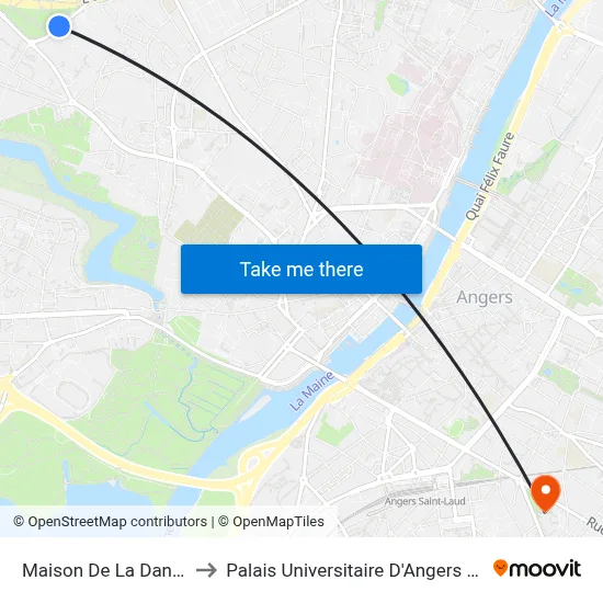 Maison De La Danse to Palais Universitaire D'Angers (B) map