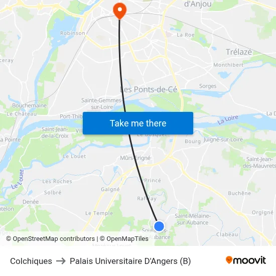 Colchiques to Palais Universitaire D'Angers (B) map