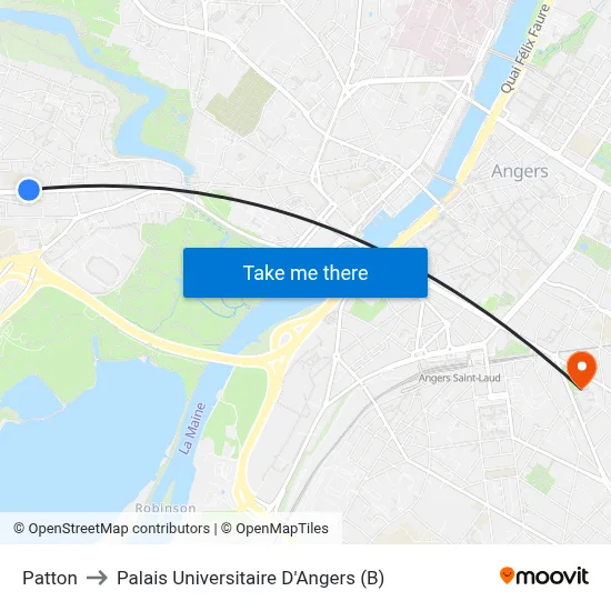 Patton to Palais Universitaire D'Angers (B) map