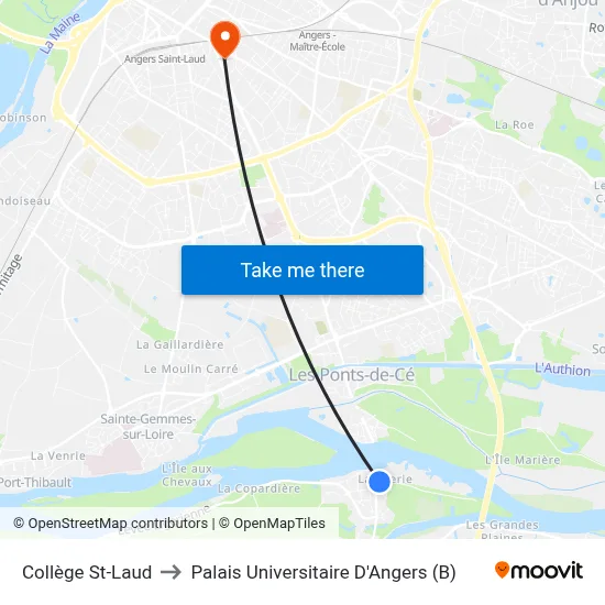 Collège St-Laud to Palais Universitaire D'Angers (B) map