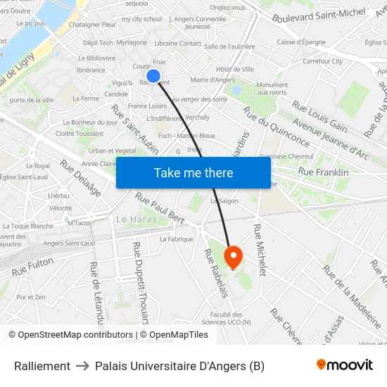 Ralliement to Palais Universitaire D'Angers (B) map