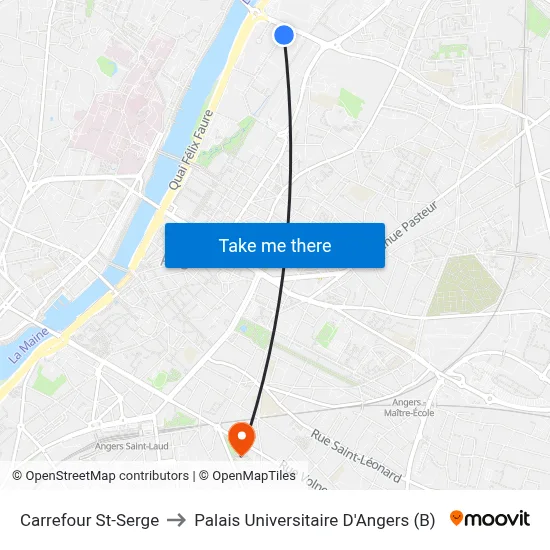 Carrefour St-Serge to Palais Universitaire D'Angers (B) map